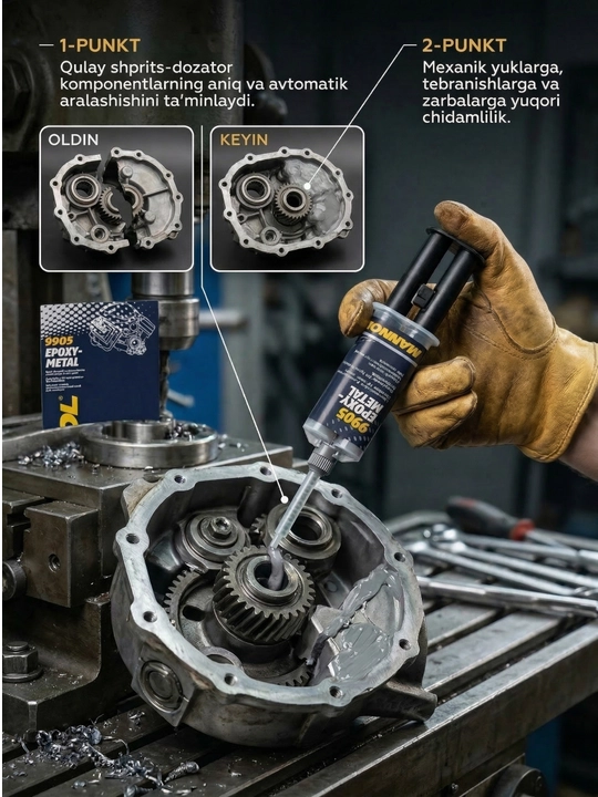 Клей двухкомпонентный для металла MANNOL 9905 Epoxy-Metal холодная сварка, 30 г