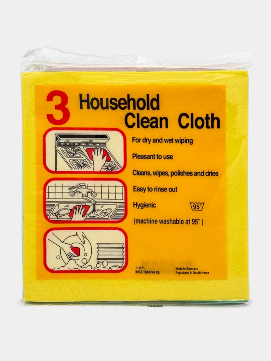 Универсальные тряпки-салфетки 3 Household Clean Cloth из вискозы для уборки и посуды, 3 шт