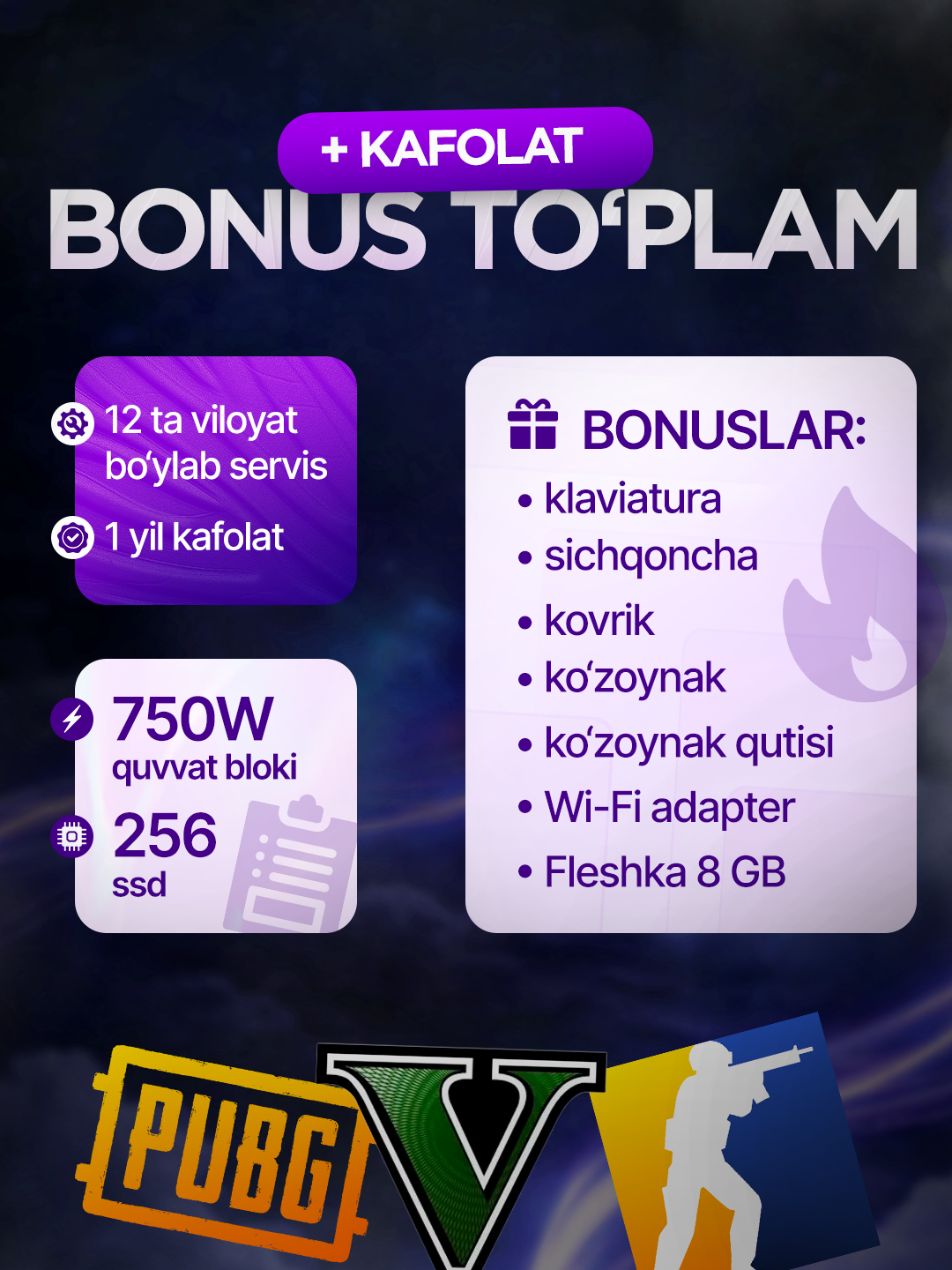 O'yin kompyuteri, Core i5-12400F, kelajak uchun mos zamonaviy tayyor kompyuter