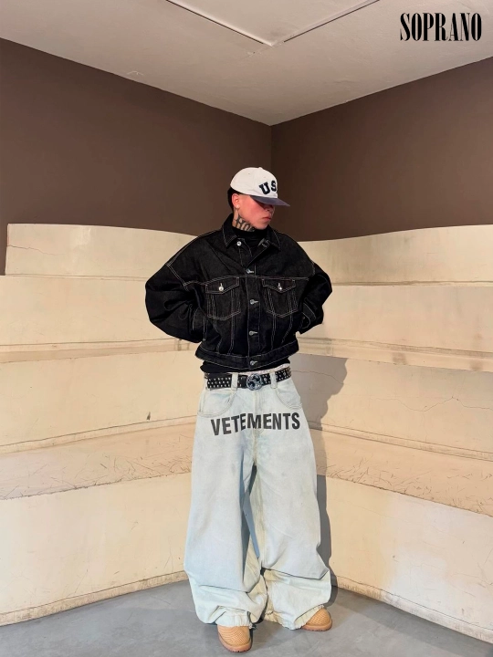 Джинсы широкие багги VETEMENTS, мужские, женские, подростковые, размеры S-XXL