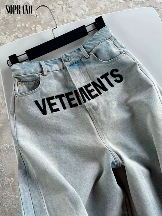 Джинсы широкие багги VETEMENTS, мужские, женские, подростковые, размеры S-XXL