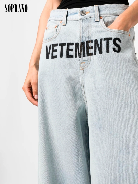 Джинсы широкие багги VETEMENTS, мужские, женские, подростковые, размеры S-XXL