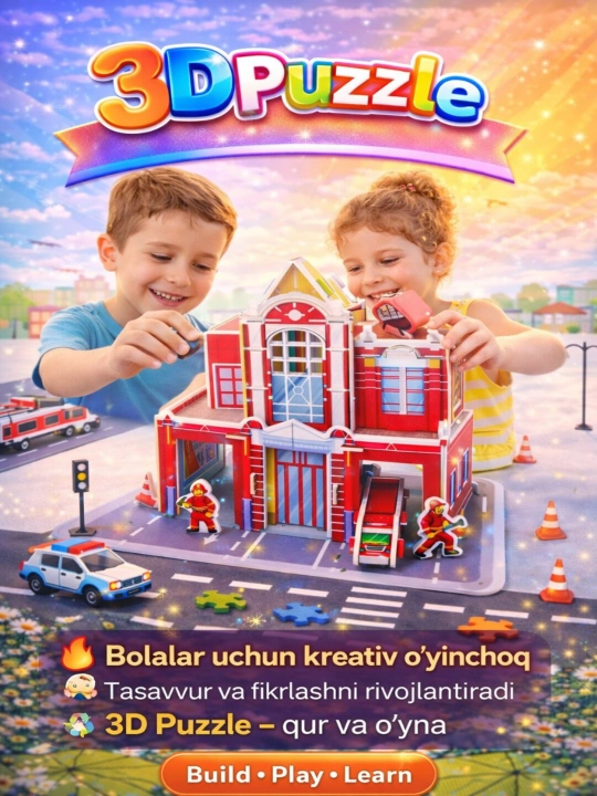 3D boshqotirma, yog‘och o‘yinchoq va karton model konstruktori, 4D modellar