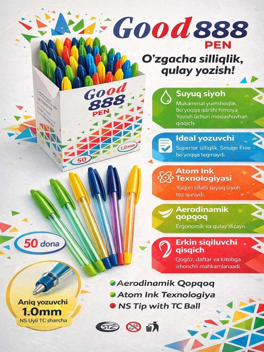 Sharikli ruchka, 50 dona