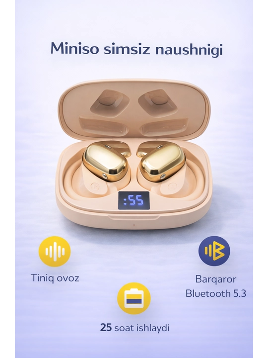 Беспроводные наушники C35 Open Ear, с заушным креплением и LED-дисплеем (Bluetooth 5.3) - 