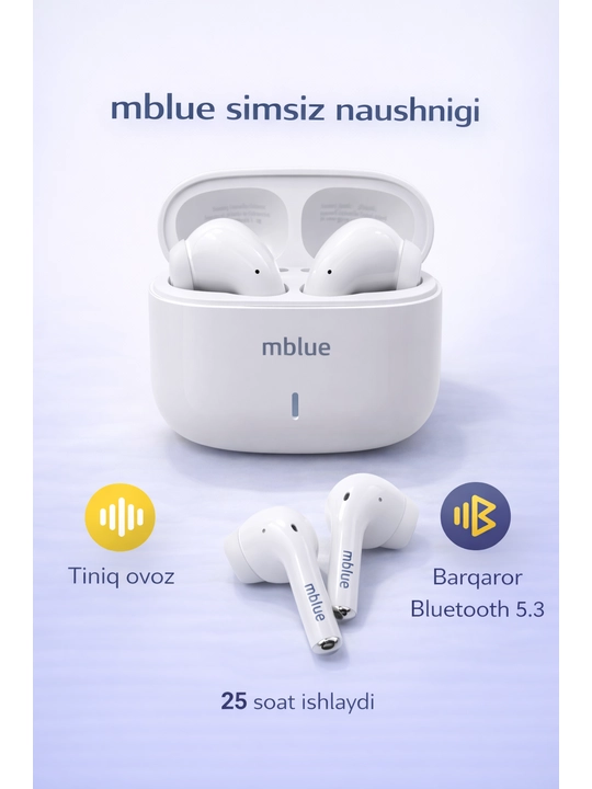 Беспроводные наушники mblue True Wireless Earbuds TWS - 