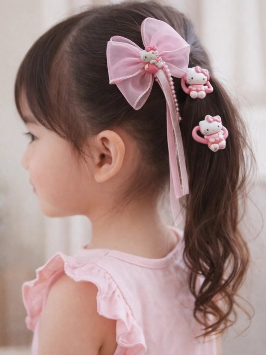 Hello Kitty bolalar uchun soch aksessuarlari to‘plami bantik va rezinkalar