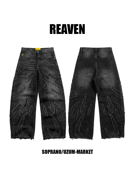 Keng baggi jinsi shimlar Reaven, erkaklar, ayollar va o‘smirlar uchun, o‘lchamlari S-3XL - 
