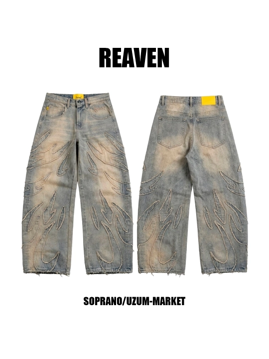 Keng baggi jinsi shimlar Reaven, erkaklar, ayollar va o‘smirlar uchun, o‘lchamlari S-3XL - 