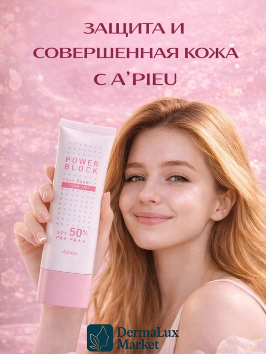 Teriga sog‘lom nur beruvchi makiyaj osti bazasi A'pieu Tone-Up Sun Base - yorqin va tekis