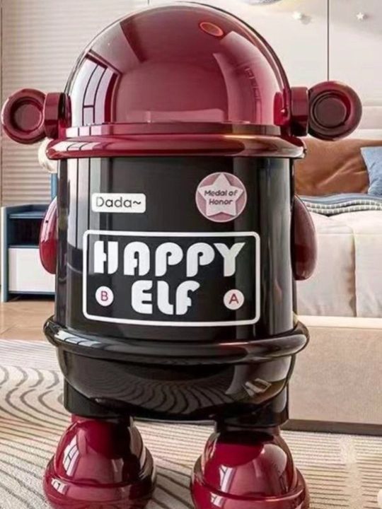 Урна для мусора в виде робота Happy Elf, пластиковая, с крышкой, 40 см