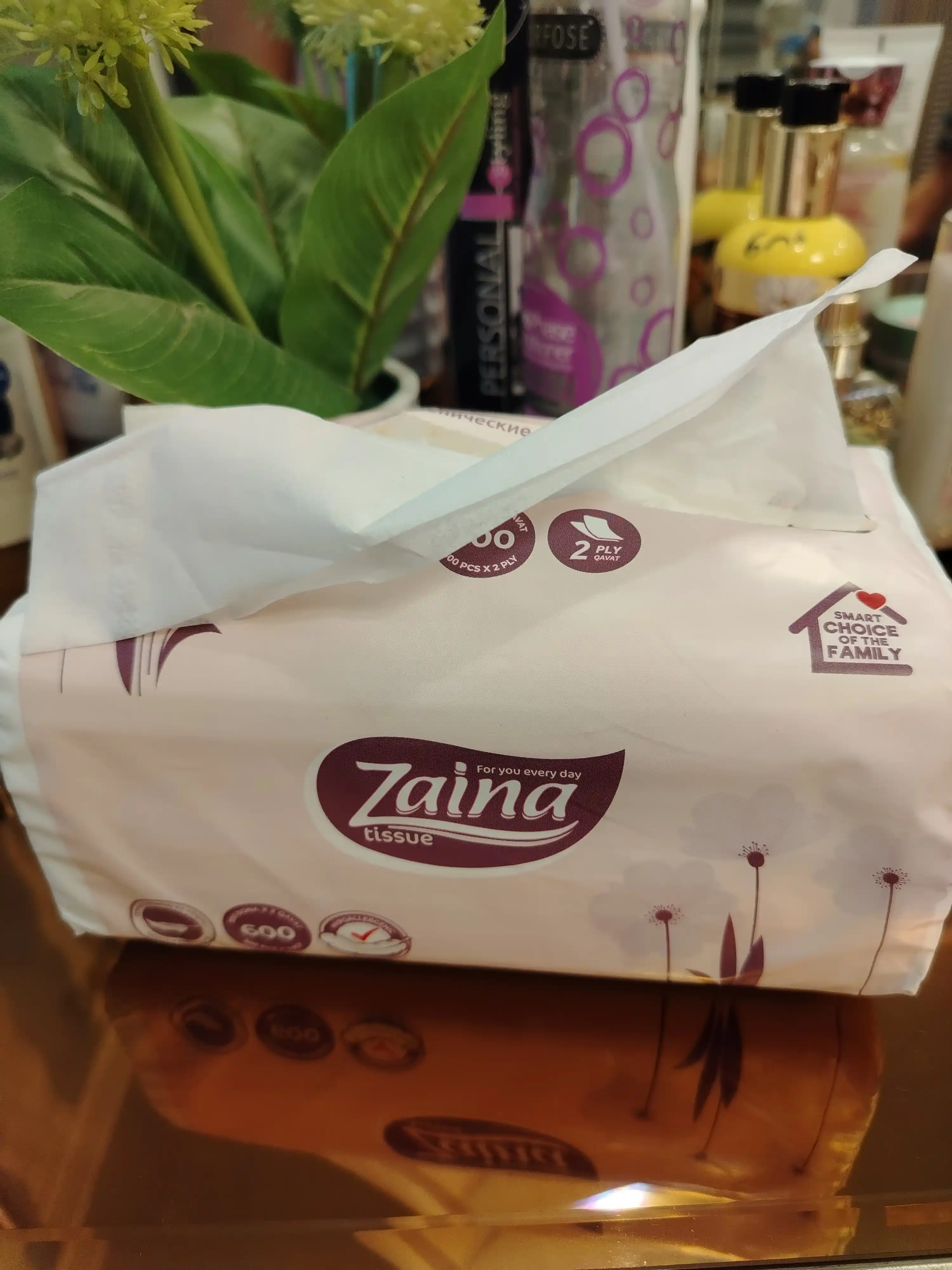 ZAINA gigiyenik salfetkalari, yuz va qo‘l uchun, 2 qavatli
