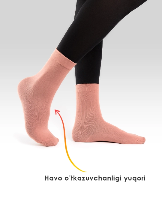 Ayollar paxtali paypoqlari, uzun, bir rangda, 11 xil rangda, o'lchami 35–39, juft 5-6-11