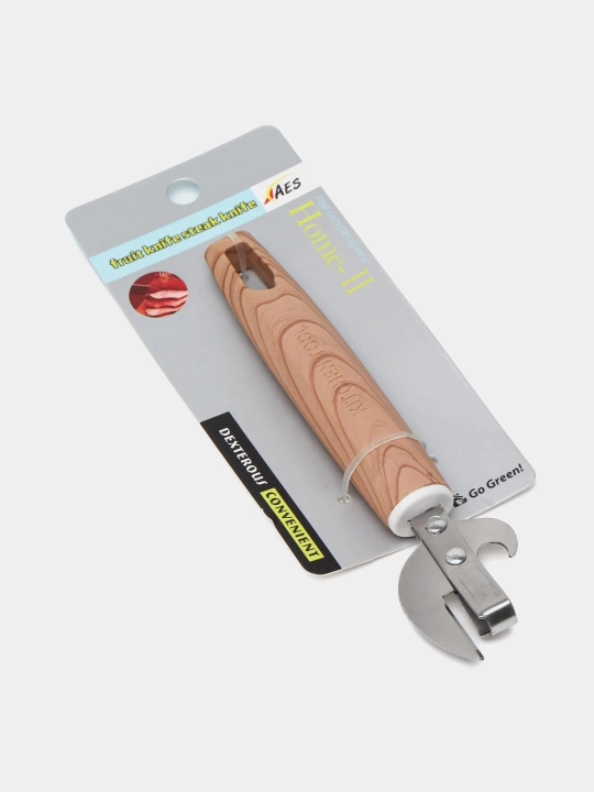 Konserva ochgich "Kitchen Tool", zanglamaydigan po'lat, yog'och dizaynli tutqich