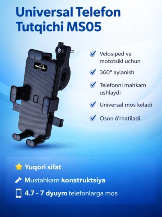 MS05 Universal Telefon Tutqichi MS05 — har qanday telefoningizni xavfsiz va qulay