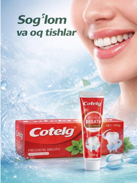 Зубная паста Cotelg Fresh Breath, 100 г, с натуральной мятой, свежесть дыхания