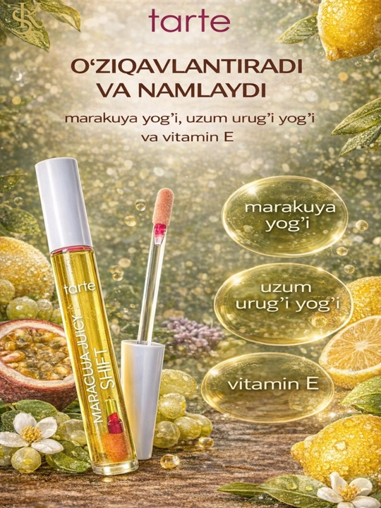 Universal lab va yonoq uchun namlovchi tint Tarte Maracuja Juicy Lip & Cheek Shift Lemon