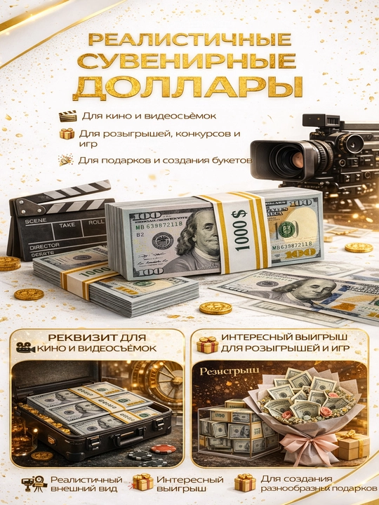 Sifatli Dollar esdalik sovg‘asi, 100 USD qalbaki pul, qalbaki dollar (rekvizit)