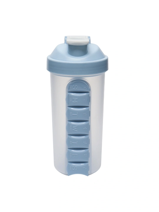 Shaker butilka, 600 ml, ichki dori qutisi bilan, sariq / yashil / to`q ko`k / havorang
