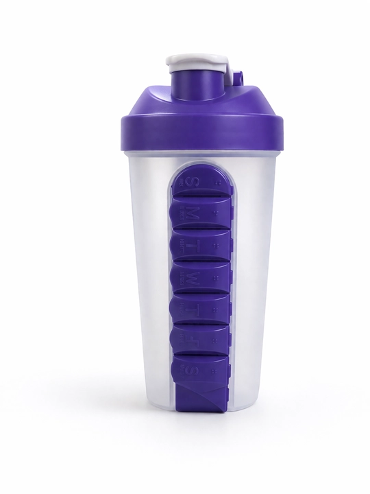 Shaker butilka, 600 ml, ichki dori qutisi bilan, sariq / yashil / to`q ko`k / havorang