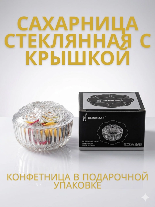 Shisha shakar idishi , qopqoq bilan, sovg'abop qutida - 