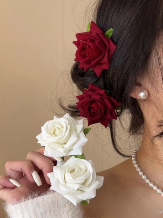 Nafis atirgul qisqich-brosh, soch va kiyim uchun universal aksessuar, 2 tasi 1 da