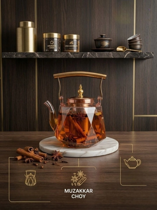 Shisha choynak, filtrli, issiqlikka chidamli choynak, shaffof choynak, oshxona choynagi - 