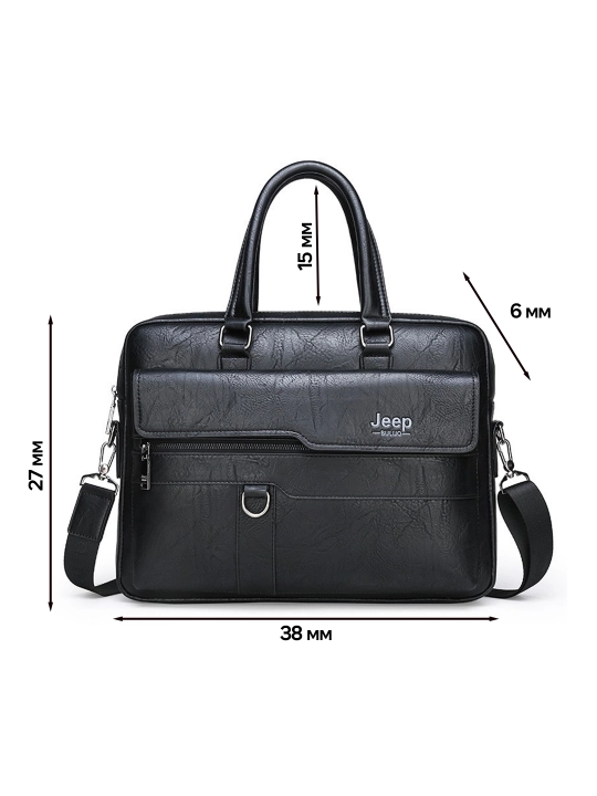 Мужская сумка портфель Jeep Buluo из PU-кожи для ноутбука 14” A4