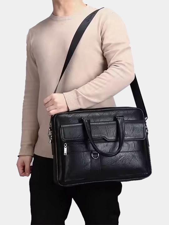 Мужская сумка портфель Jeep Buluo из PU-кожи для ноутбука 14” A4