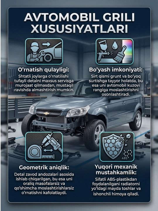 Решетка радиатора для Chevrolet Nexia 2, передняя облицовка кузова, пластиковая