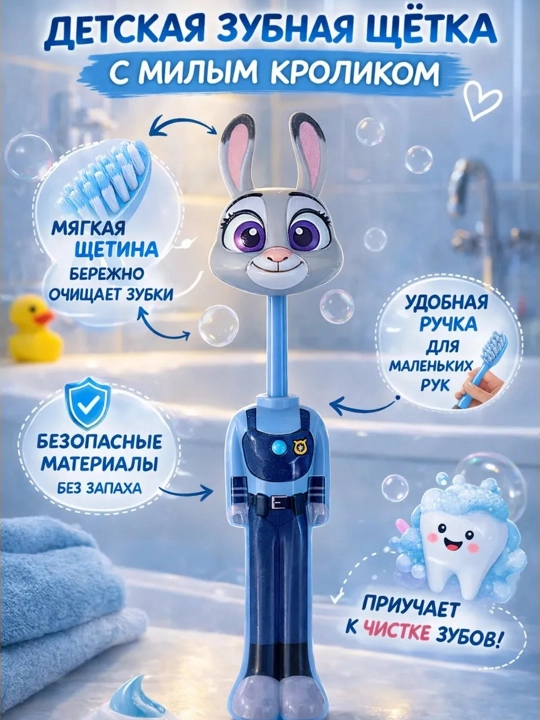 Веселая зубная щетка "ZOOTOPIA" для детей