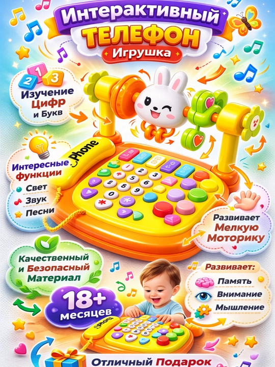 Развивающая интерактивная музыкальная игрушка для детей, пианино и сенсорная игра