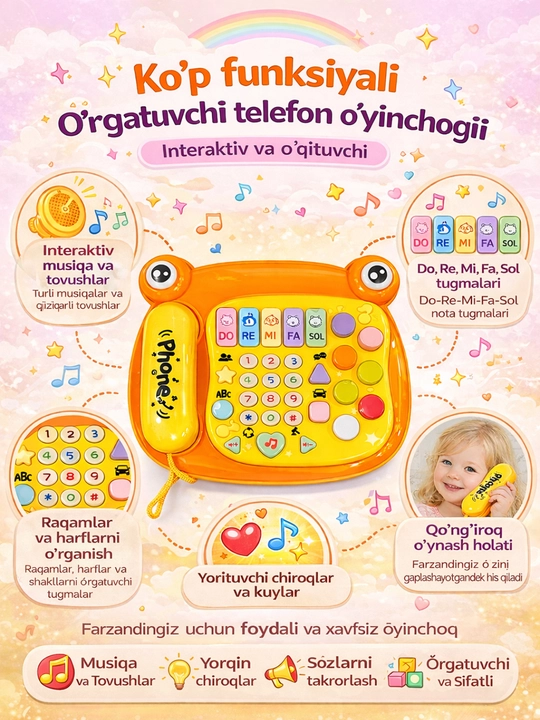 Развивающая интерактивная музыкальная игрушка для детей, пианино и сенсорная игра - 