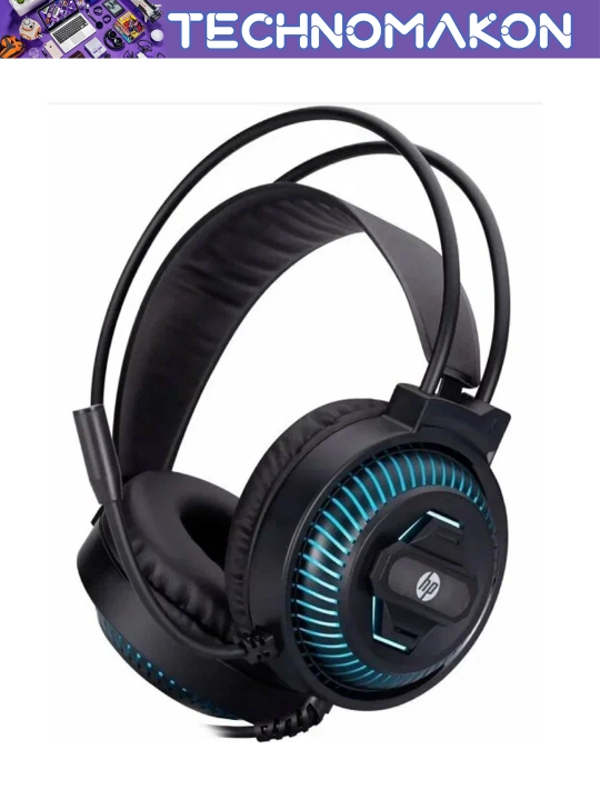 Simli o'yin quloqchinlari HP DHE-8001U RGB, mikrofon bilan, usb, suvga chidamli, qora