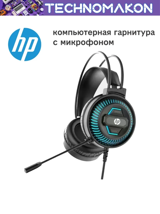 Simli o'yin quloqchinlari HP DHE-8001U RGB, mikrofon bilan, usb, suvga chidamli, qora