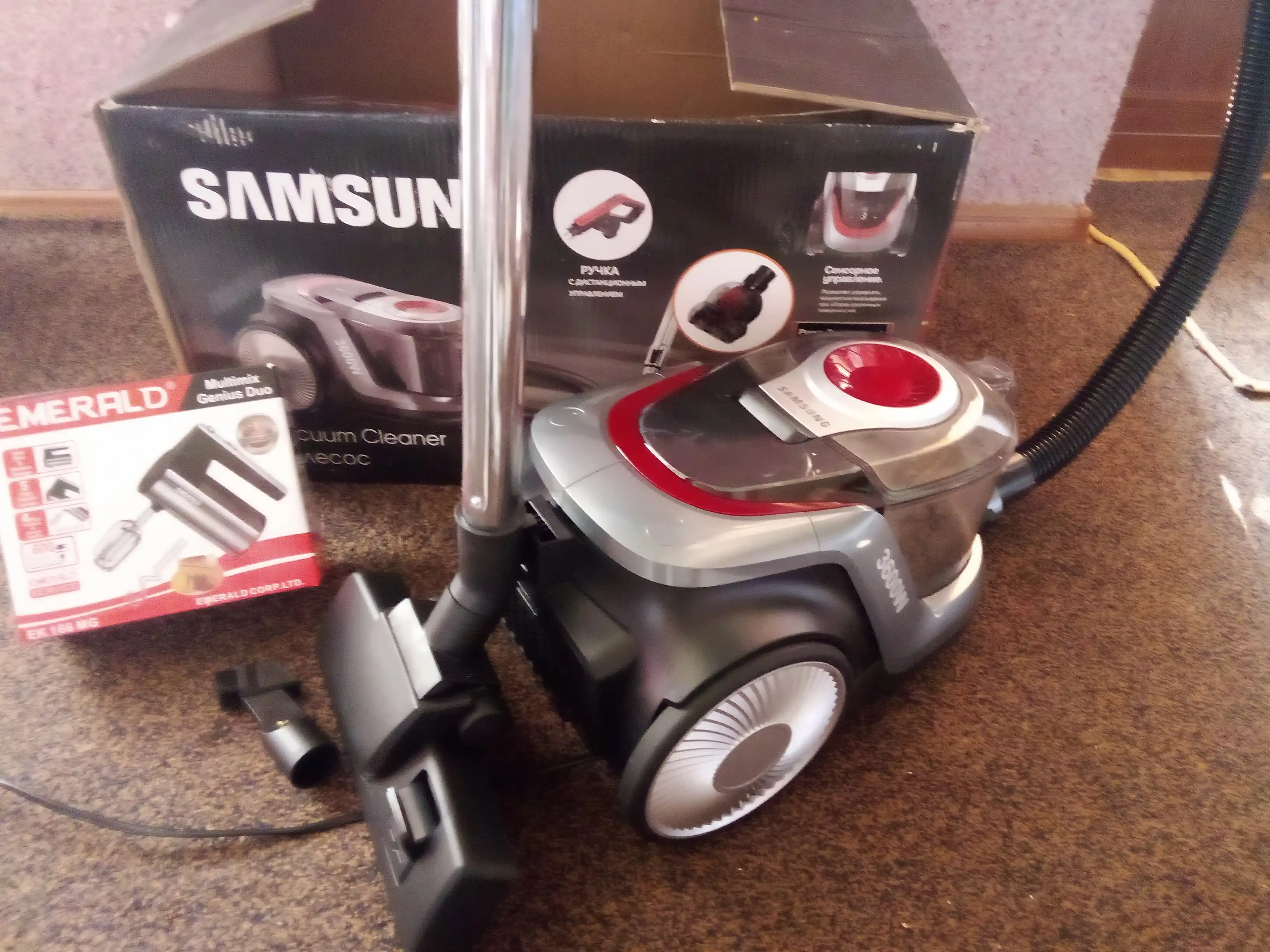 Пылесос Samsung мощный 3600W, инновационный циклонный, телескопической трубой, HEPA фильтр