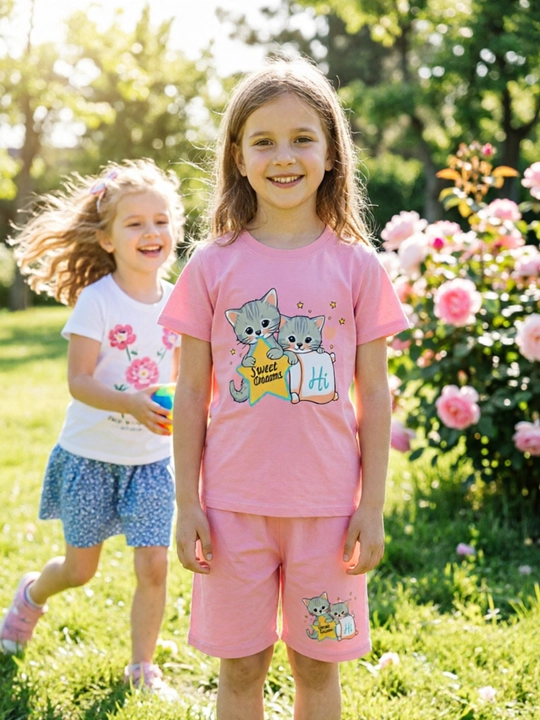 Футболка и шорты для девочек, 5-8 лет