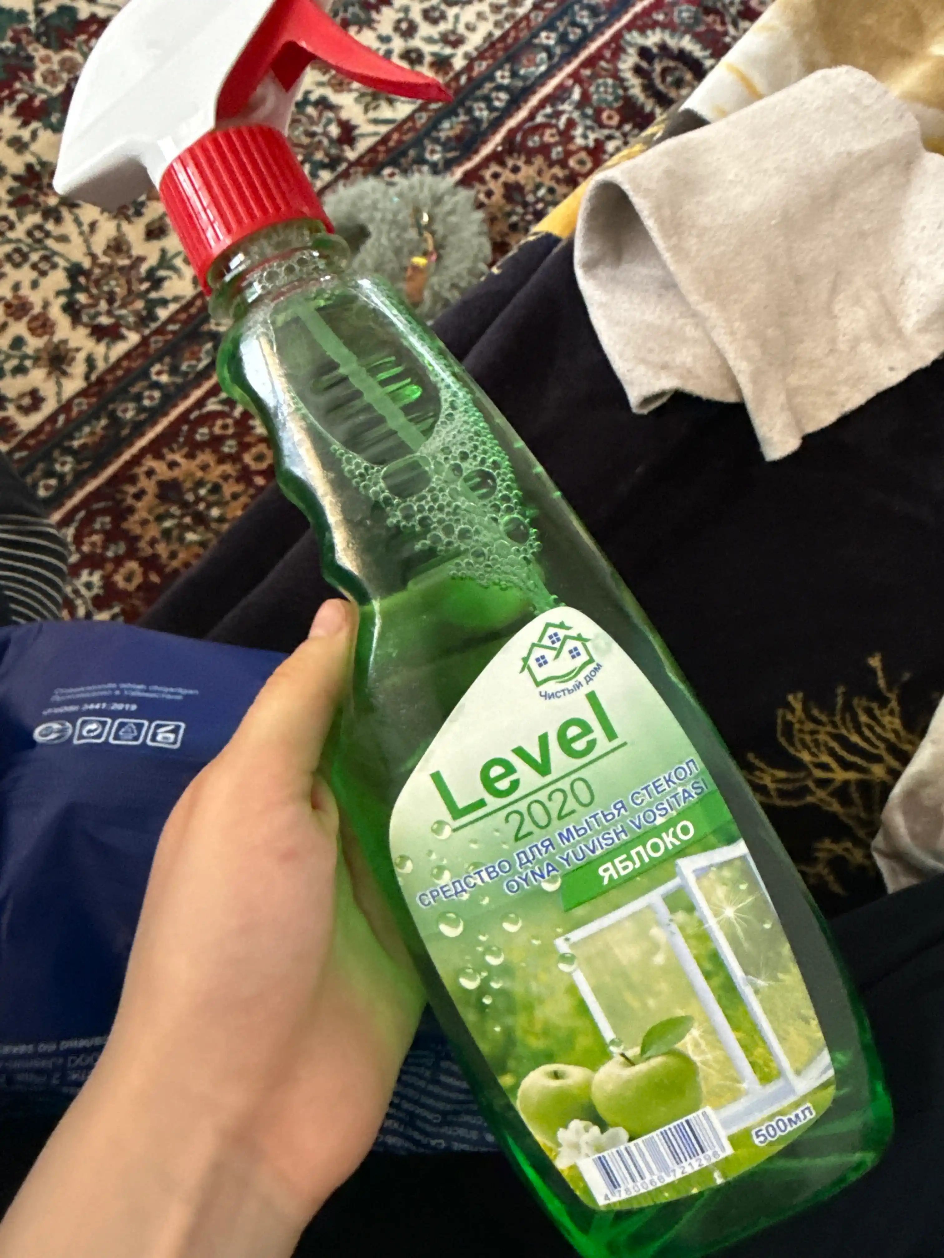 Средство для мытья стекол "Level", яблоко, 500 мл