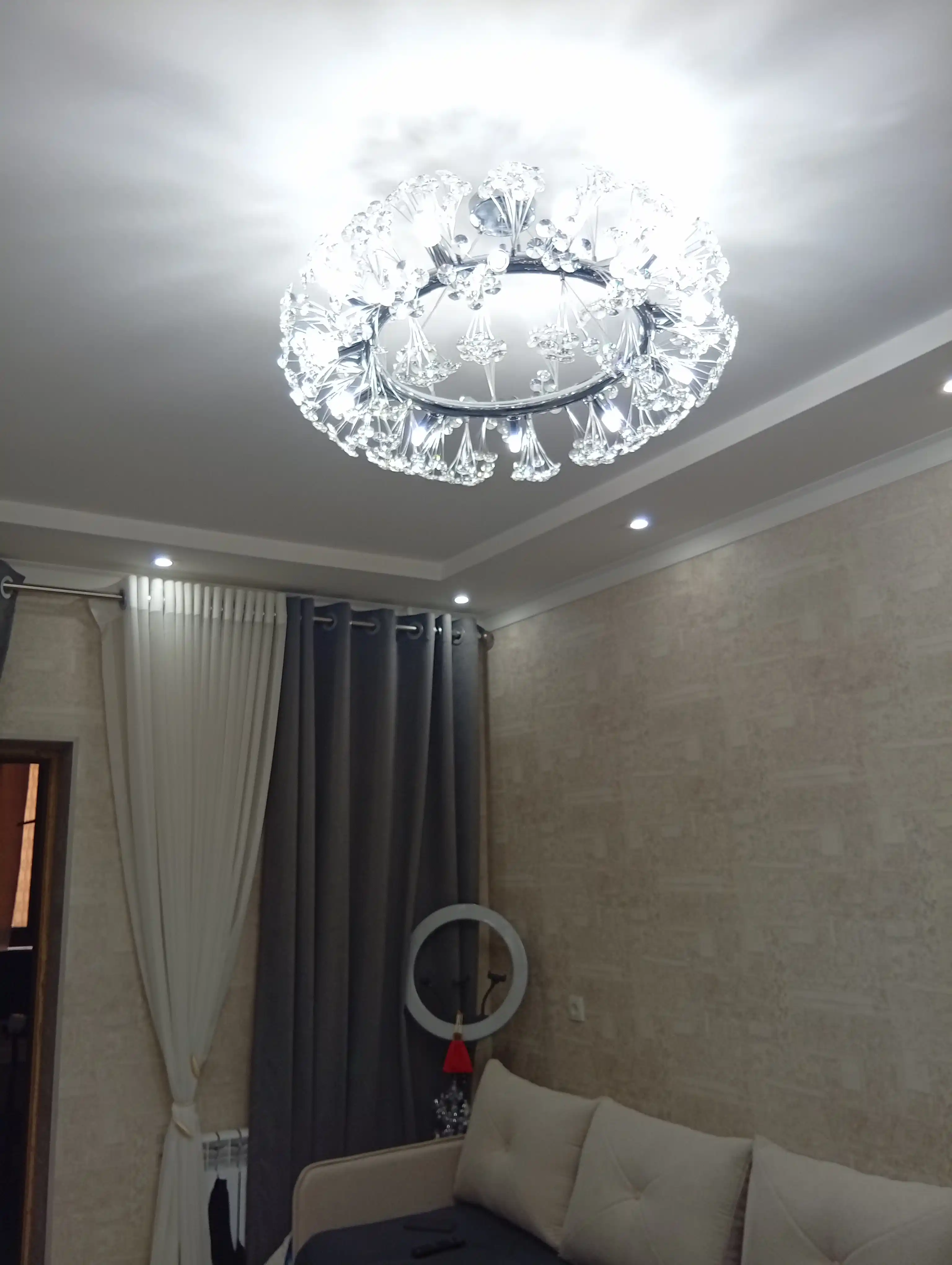 "ODUVANCHIK" BILLUR QANDIROG‘I Ø 60/80 SM 11/20 LAMPA OLTIN / KUMUSH RANGLI, NAFIS DIZAYNLI
