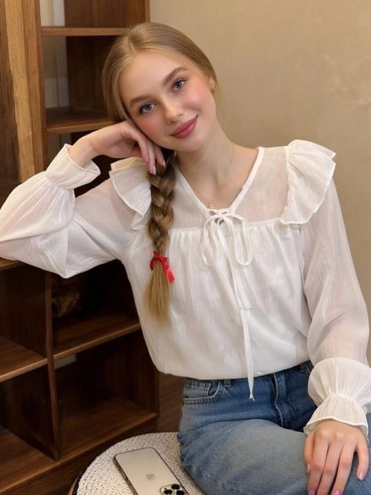 Кофта женская, блузка шифоновая для нежных девушек, размер M (подойдет xs,s,m), L - 
