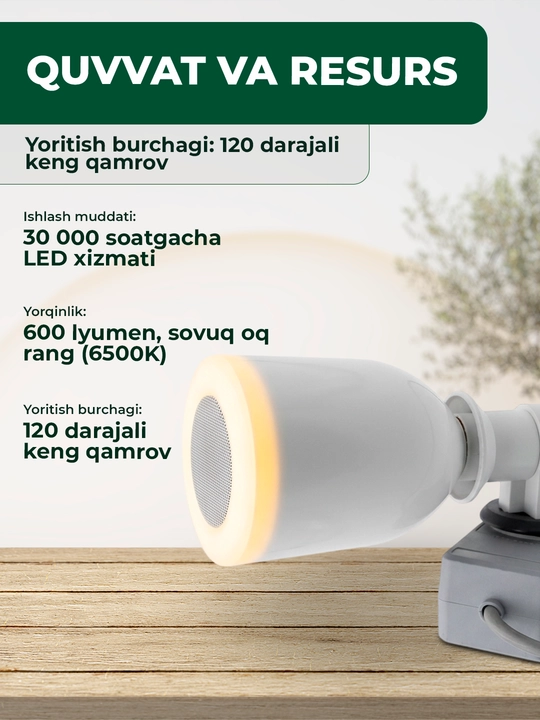 Qur’on speaker lampochka SQ-102 Plus, LED lampa + Bluetooth kolonka, 36W
