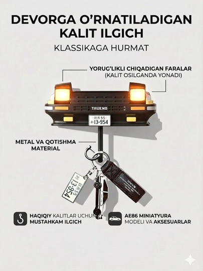 Настенная ключница, необычная ключница в стиле AE86