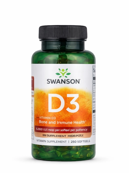 Витамин D3 Swanson 5000 МЕ 125 мкг, для иммунитета и костей, США, БАД - 