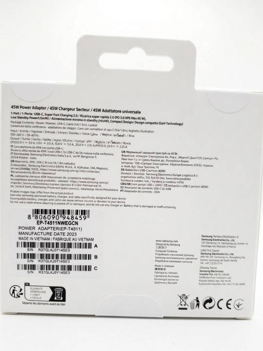 Samsung Super Fast Charging tarmog'ich quvvatlagichi (25W - 45W) + Type-C kabeli