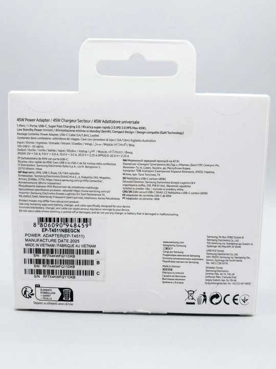 Samsung Super Fast Charging tarmog'ich quvvatlagichi (25W - 45W) + Type-C kabeli