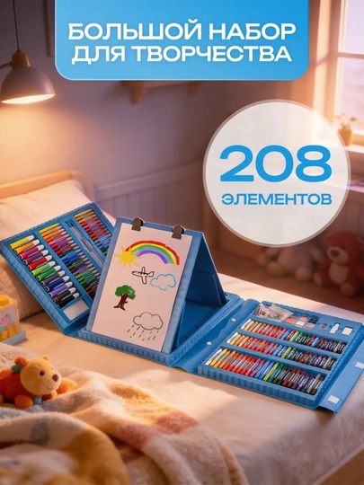 Набор для рисования в чемодане, фломастеры, карандаши, подарок детям, развивающий, маркеры — BIMBIM-NABOR-СВЕТСИН