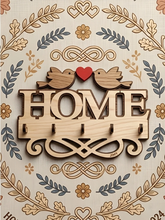 Ключница HOME, изготовлена из фанеры имеются крепления на стенку,  лакированная - 