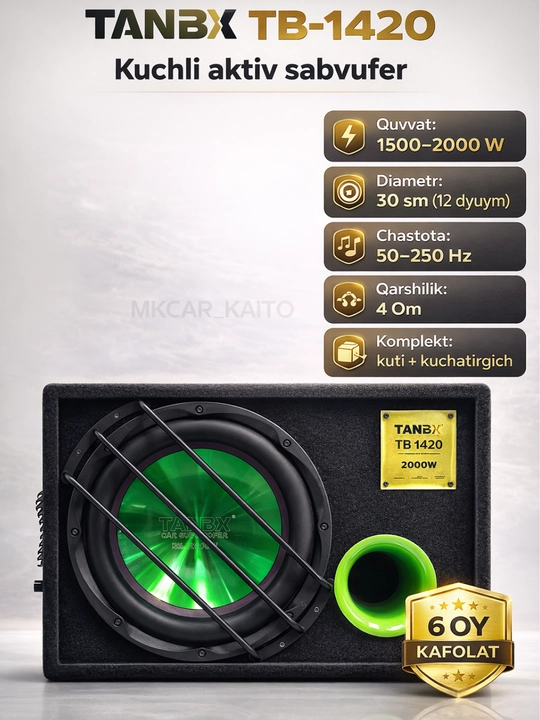 Avtomobil sabvufer Tanbx TB-SW8 / TB-1320PRO / TB-1420, sabvufer 