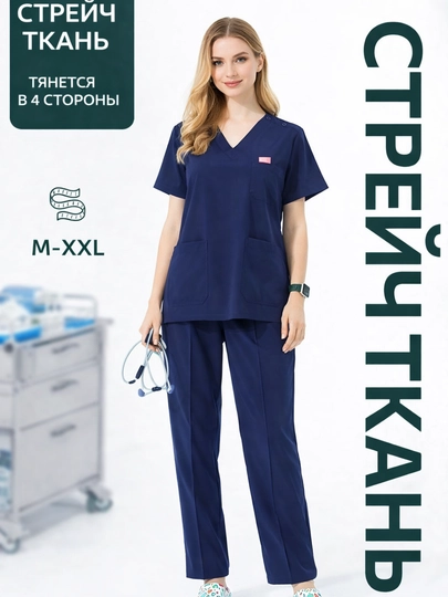 Медицинская форма женская – стрейч ткань, размеры M-XXL
