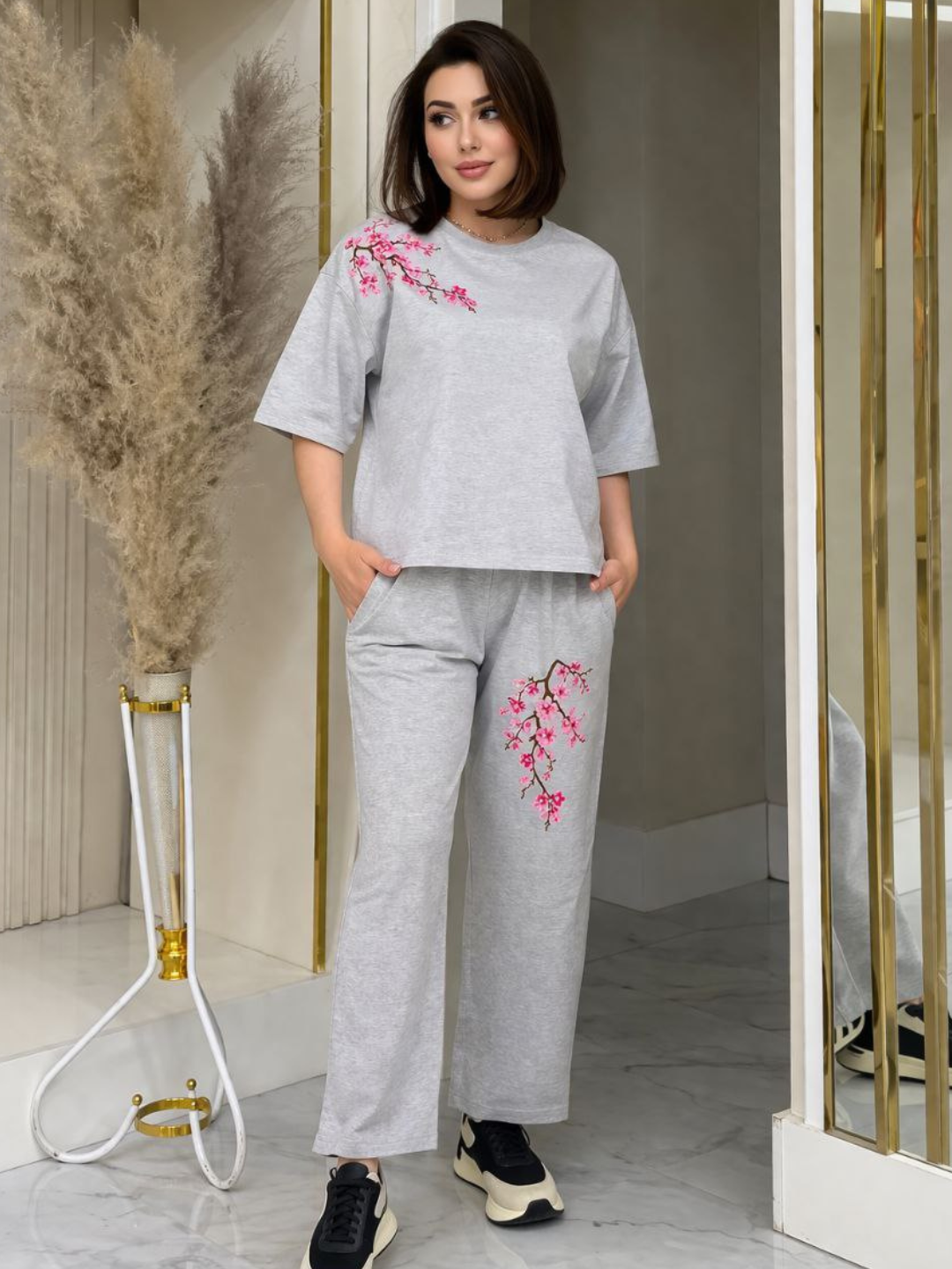 Женский спортивный Sakura костюм двойка MiuMiu стиль | Летний комплект (44–52) - 